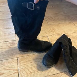 Black Knee-High Boots with Buckle